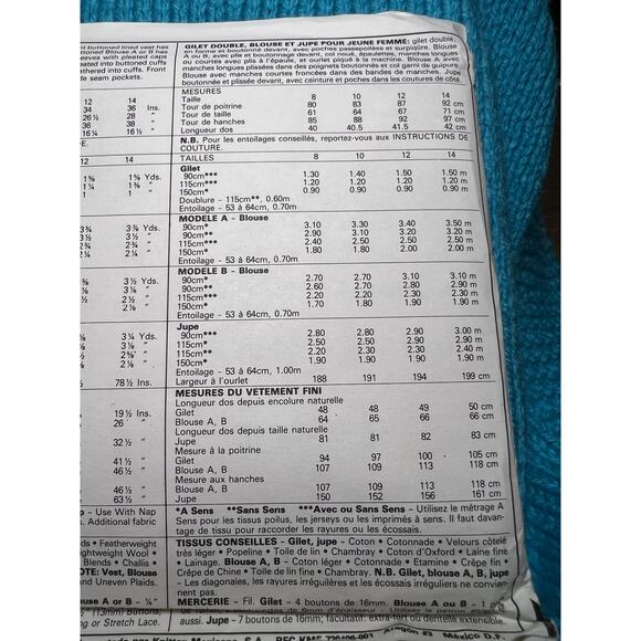 McCalls 2963 sewing pattern vest maxi skirt blouse kitten size 10 - Picture 6 of 6